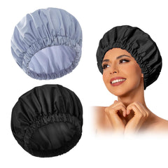 Edoneery reusable shower cap with waterproof fabric keeps hair dry during showers