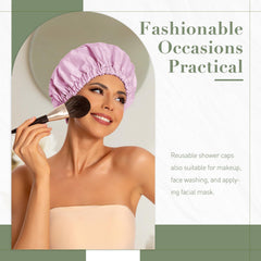 Edoneery shower cap elastic-band closeup, durable, slip-resistant fit.