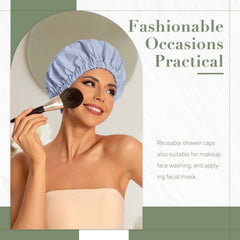 Edoneery shower cap with elastic band for secure fit on most heads