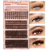 Eefofnn brown lash clusters 360 pcs package in natural brown shade for daily wear.