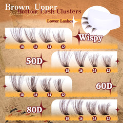 Eefofnn brown lash clusters D Curl for lasting curl that blends with lashes.