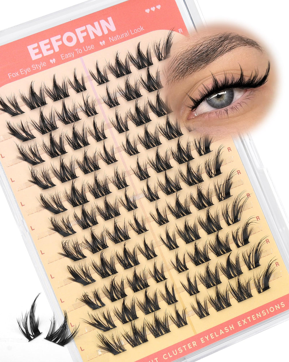 Eefofnn eyelash clusters fox-eye close-up for defined winged look