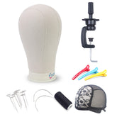 EERYA canvas block head 22-inch; durable wig display with easy pinning