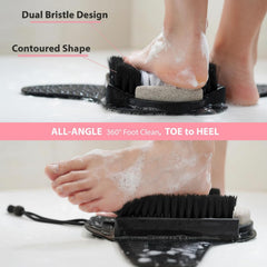 Efforest foot scrubber non-slip base stays secure on slippery shower surfaces.