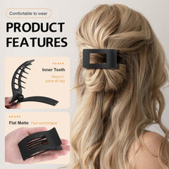 Ehaler French flat hair clips—matte black, anti-slip inner teeth for secure, long-lasting styling.