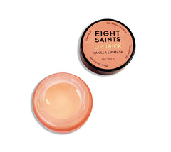 Eight Saints Lip Trick Vanilla Lip Mask tube close-up for hydrated, soft lips.