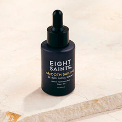 Close-up texture of Eight Saints retinol serum shows lightweight formula