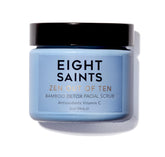 Eight Saints Zen Out Of Ten bamboo detox face scrub jar front for gentle daily exfoliation