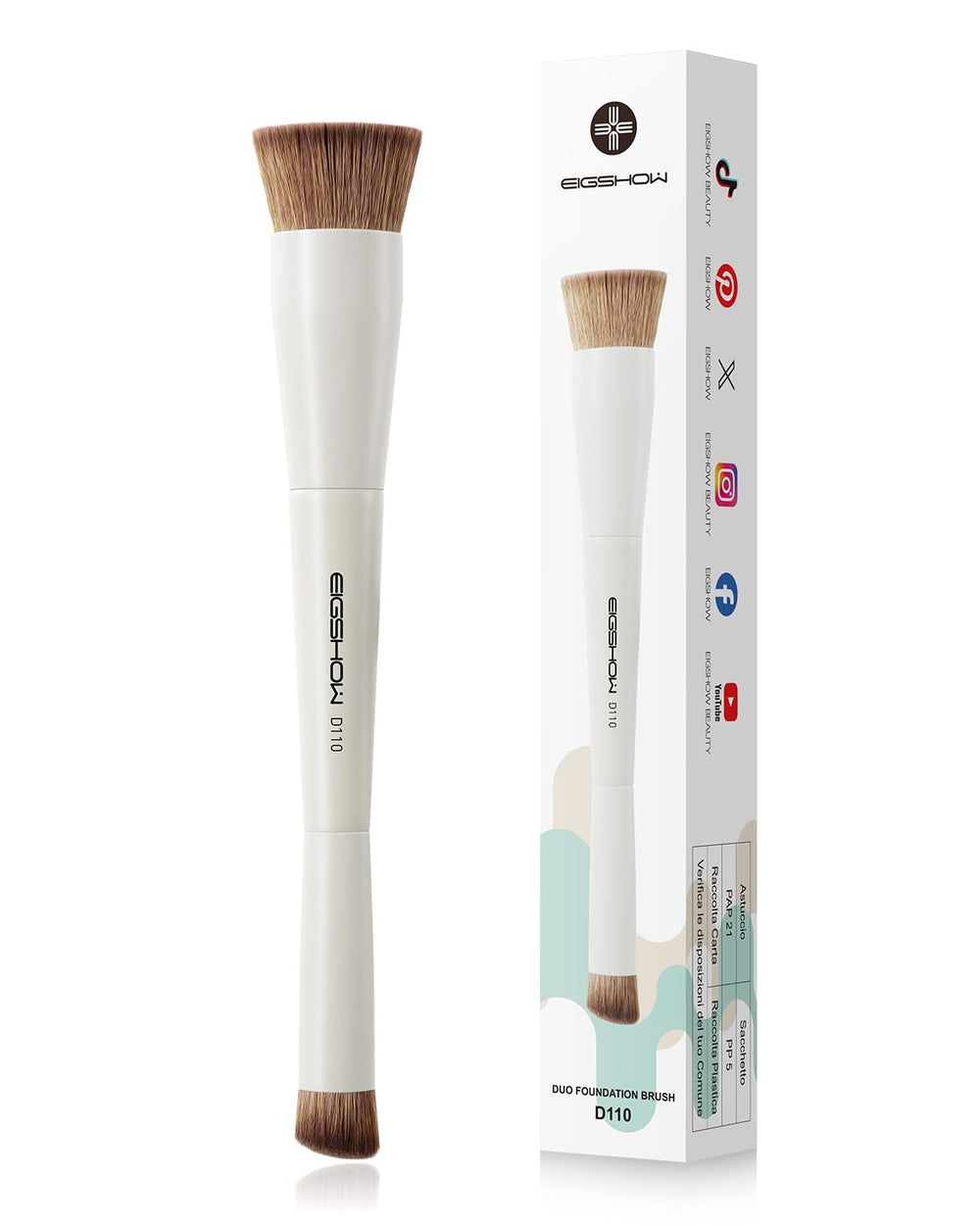 Pincel EIGSHOW de doble extremo para base y corrector, acabado suave