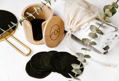 Eira Vancouver black bamboo storage case with lid keeps pads organized for quick routines.