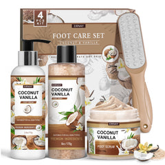EIRNAY coconut-vanilla-foot-soak-bath soothes dry feet with hydrating coconut scent