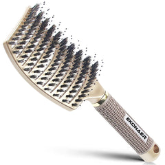 EKONAER detangling brush boar bristle closeup promotes natural scalp oils for shiny hair
