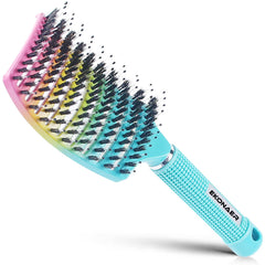 EKONAER detangling brush shows boar bristles for distributing natural oils and shine.
