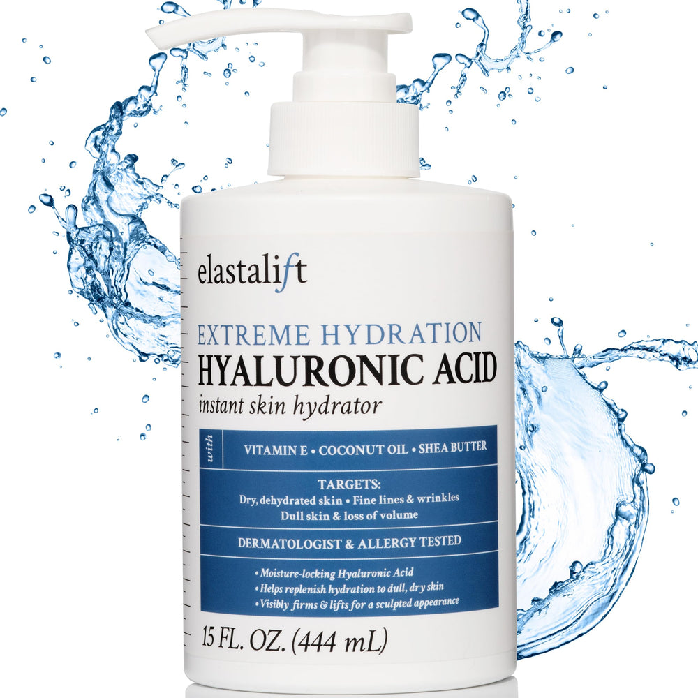 Elastalift hyaluronic-acid-body-cream bottle pump for deep hydration.