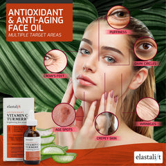 Elastalift serum applied to face shows smooth, quick absorption.