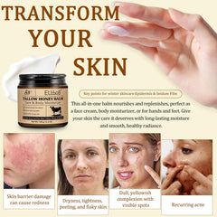 ELBBUB Whipped Tallow Cream applied to the face for deep hydration and softness.