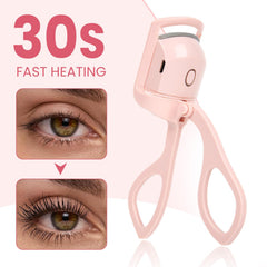 Electric heated eyelash curler blue 85C mode for thicker lashes—strong curl.