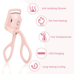 Electric heated eyelash curler green 65C mode for fine lashes—gentle lift.