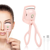 Electric heated eyelash curler – quick-heat-up pink for fast lash lift.