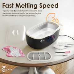 ELEGCOV paraffin wax machine melting evenly for spa-like home sessions.