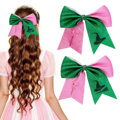 Eleilians witch-themed hair clip with red-green bow for versatile styling