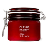 ELEMIS Exotic Lime & Ginger Salt Glow jar showcases a nourishing body polish.