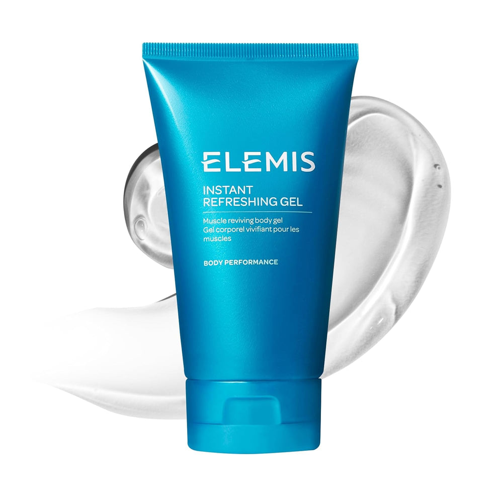 ELEMIS Instant Refreshing Gel bottle pour provides instant cooling relief for tired muscles.