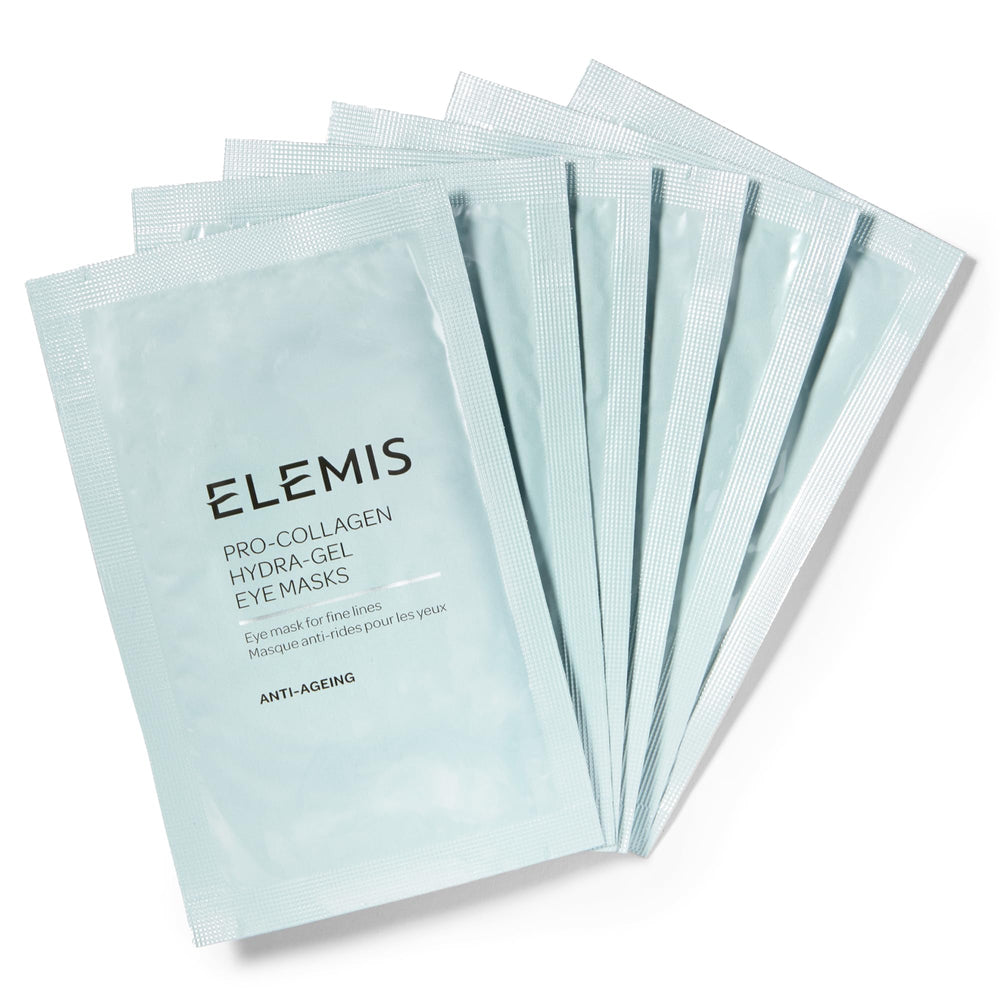 ELEMIS Pro Collagen Eye Mask packaging signals premium, hydrating eye care.