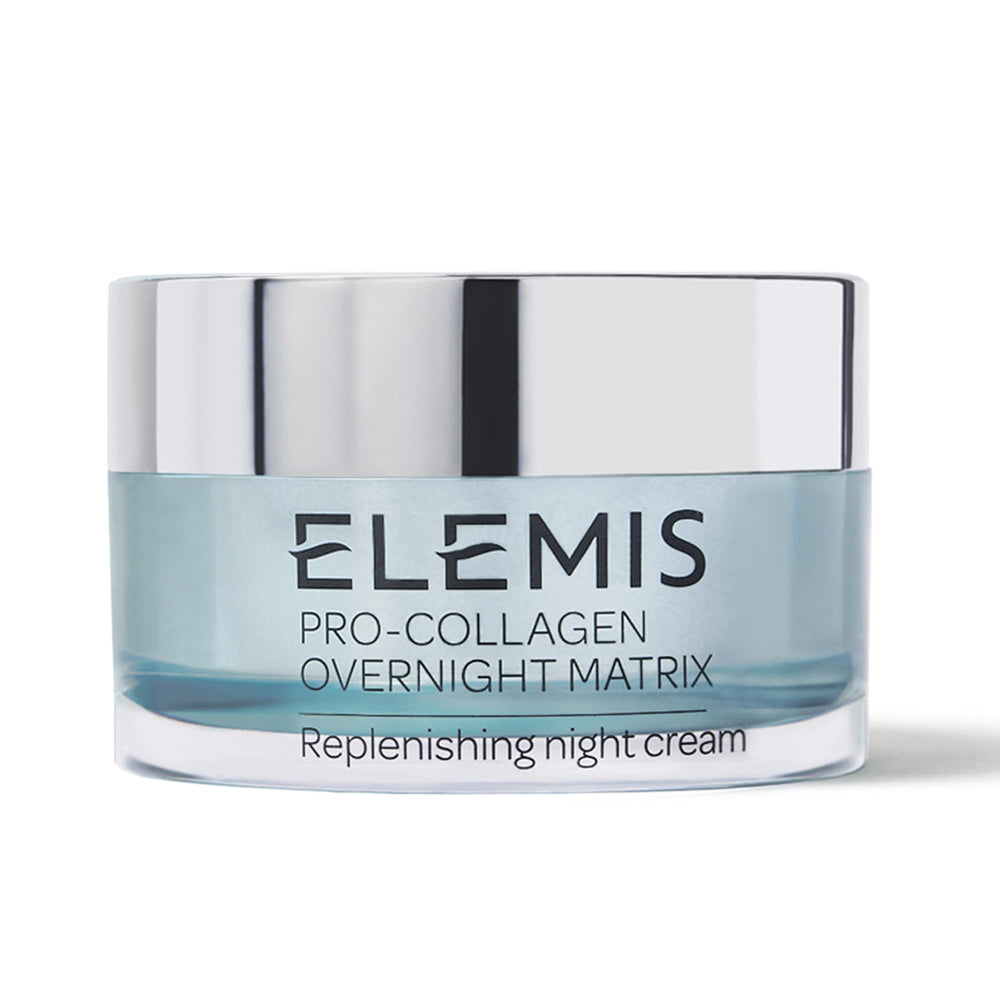 Elemis Pro-Collagen Overnight Matrix bottle for overnight firming hydration.