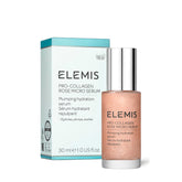 ELEMIS Pro-Collagen Rose Micro Serum bottle image demonstrates luxurious hydration for plump skin.
