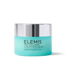ELEMIS Pro-Collagen Vitality Eye Cream bottle close-up, hydrating eye care