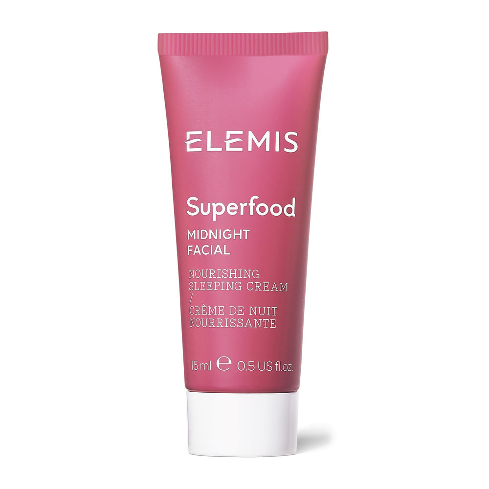 ELEMIS Superfood Midnight Facial travel-size tube offers portable hydration and overnight nourishment.