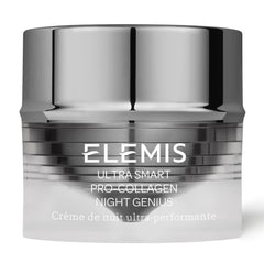 ELEMIS Ultra Smart Night Genius bottle close-up highlighting premium overnight recovery.