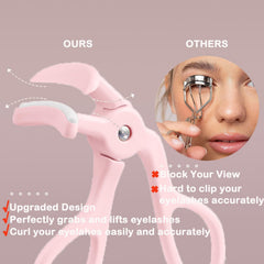 ELESDA eyelash curler close-up pads highlighting silicone refills for gentle curling