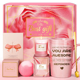 Eletorot pink mug in gift basket for a cheerful morning ritual