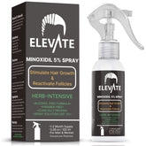 Elevate 5% Minoxidil spray bottle with precise nozzle for quick, mess-free daily application.