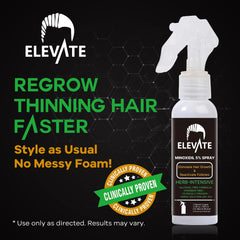 Elevate bottle label featuring Green Tea and Ginger for soothing scalp care.