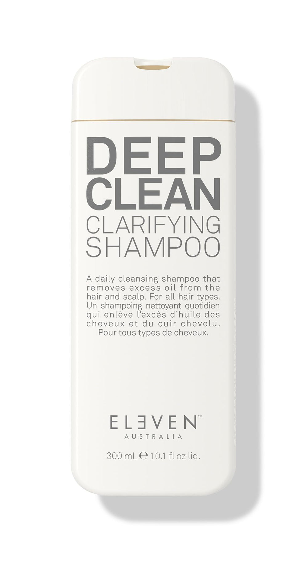 ELEVEN AUSTRALIA Deep Clean shampoo bottle shows detoxifying cleanse for refreshed hair.