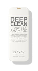 ELEVEN AUSTRALIA Deep Clean shampoo bottle shows detoxifying cleanse for refreshed hair.