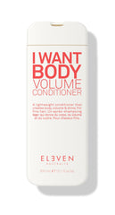 ELEVEN AUSTRALIA I Want Body Volume bottle front showing volumizing conditioner for fuller hair.