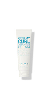 ELEVEN AUSTRALIA Keep My Curl Defining Cream bottle demonstrates lightweight frizz control for natural waves.