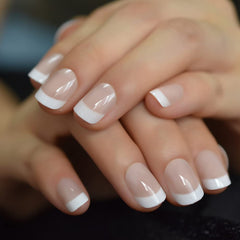 Elevenail press-on nails in short squoval natural beige for quick styling