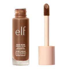 e.l.f. Halo Glow Liquid Filter bottle being poured for radiant skin