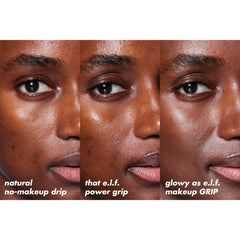 e.l.f. Power Grip swatch on skin reveals clear formula and universal glow.