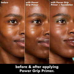 e.l.f. primer texture on fingertip showing lightweight gel that hydrates and grips makeup