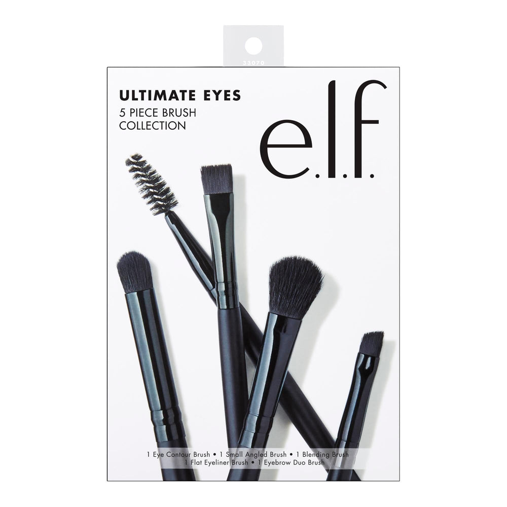 e.l.f. Ultimate Eyes 5 Piece Brush Set overview showing all brushes for eye makeup versatility.