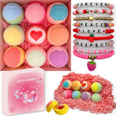 Elfinbay kids bath bombs heart-surprise reveal a friendship bracelet for playful bath time.
