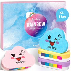 Elfinbay Rainbow Bath Bombs 4 XL pack ready for colorful kid baths