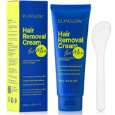 ELIAGLOW intimate-use hair removal cream bottle demonstrates gentle, pain-free results for delicate areas.