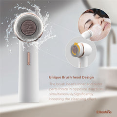 Eliteshine soft-bristle face head provides soothing exfoliation for sensitive skin.